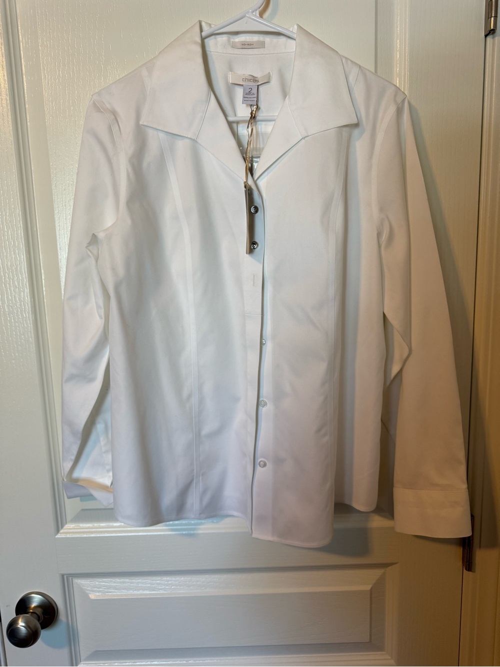 Chico's White No-Iron Button Front Blouse